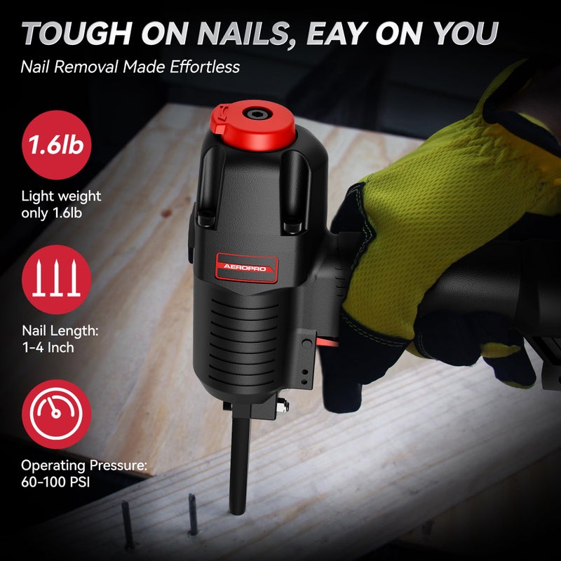 AeroPro 700V Professional Grade Heavy Duty Pneumatic Punch Nailer/Nail Remover with Extra Driver and Bumper, Long Nail Nose, 2-3/4â€ 6mm Diameter for 1-4 Inch Nails, 9-16 Gauge - Image 2